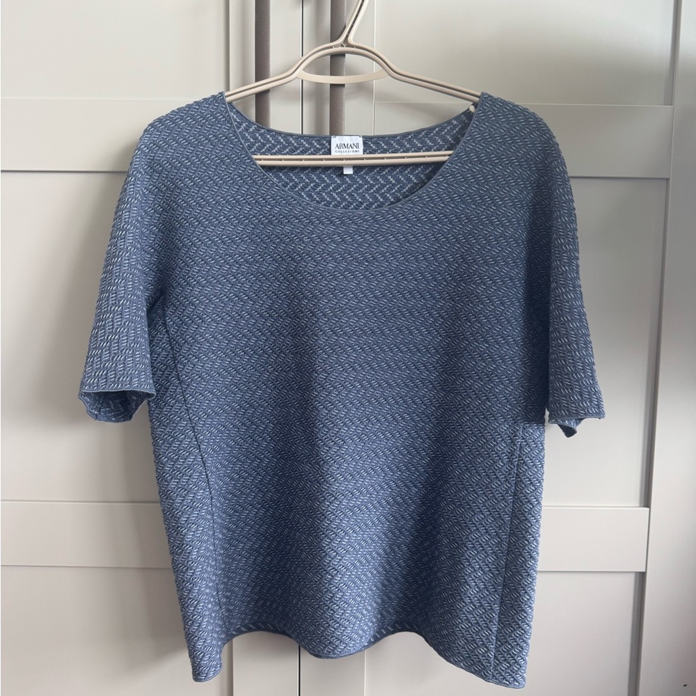 Armani Collezioni Blue Textured Women's Top